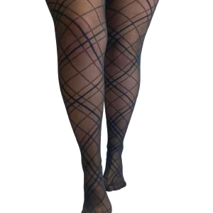 Collants motif croisé hachuré
