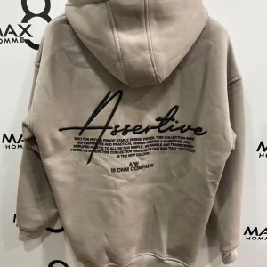 Sweat à capuche imprimé beige