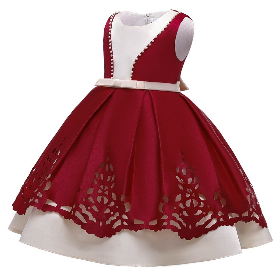 Robe Princesse en Satin Bordeaux – Image 2
