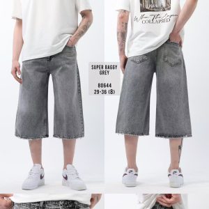 Short Jean Large Gris Homme – Super Baggy Fit