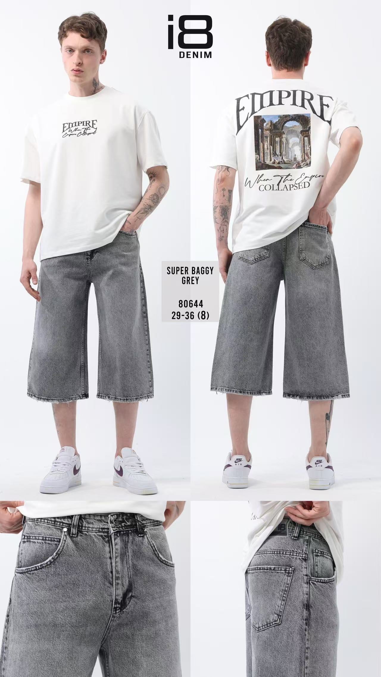 Short Jean Large Gris Homme – Super Baggy Fit