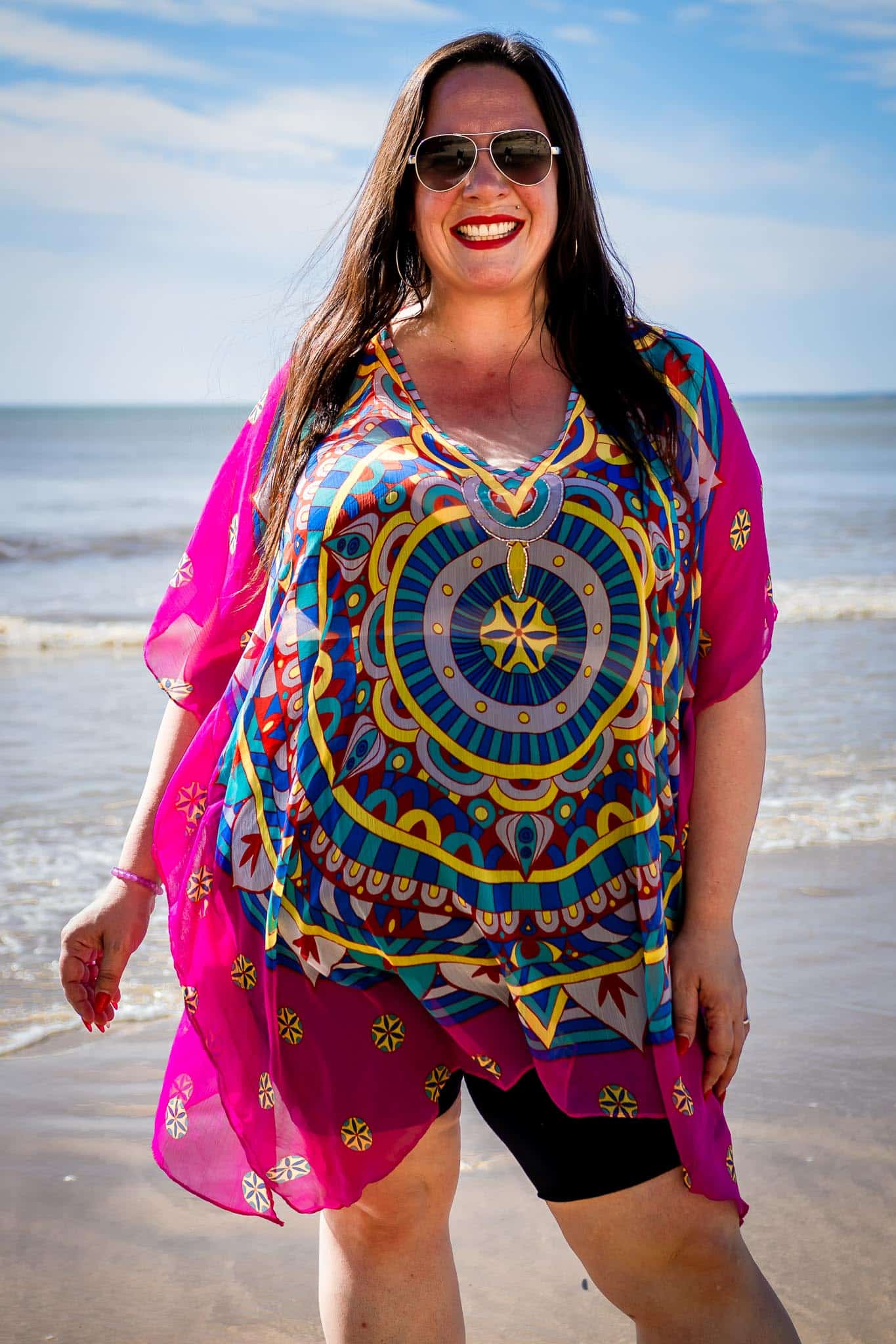 Tunique de plage à imprimé multicolore