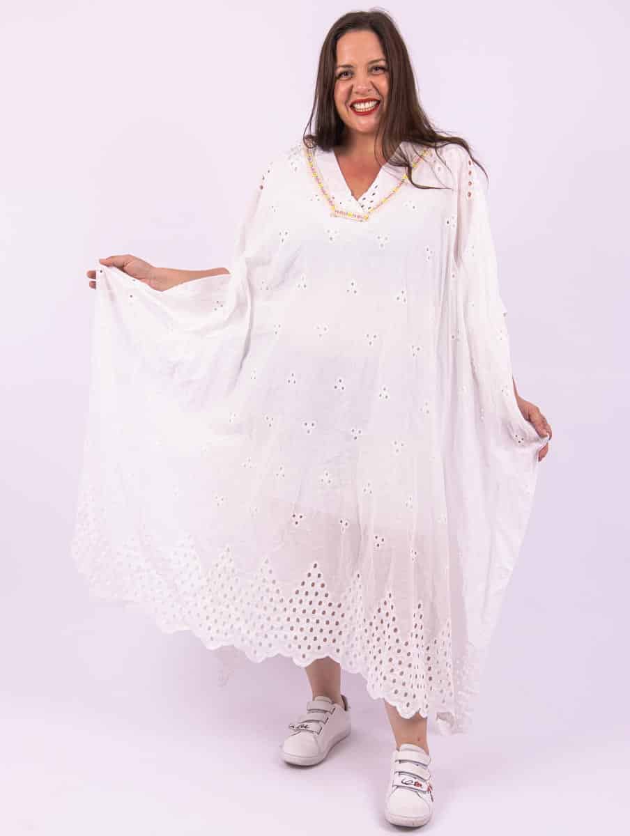 Robe poncho broderie anglaise