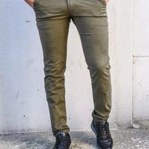 Pantalon chino kaki homme coupe slim