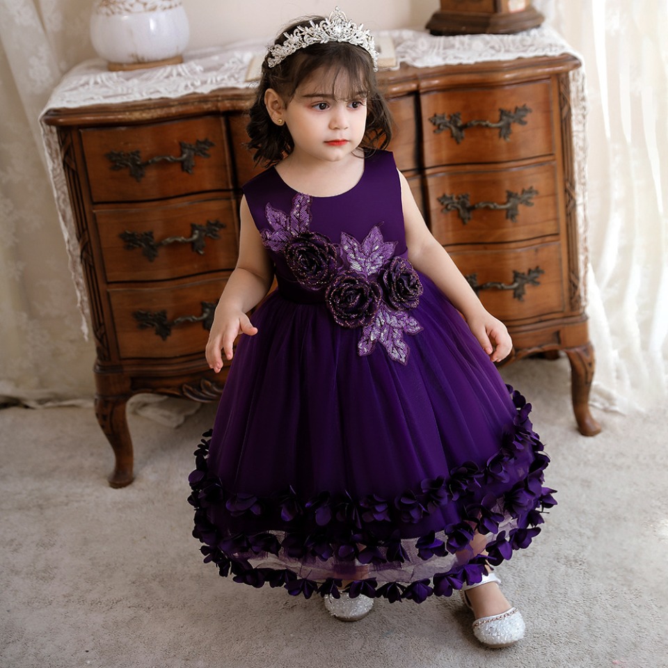 Robe de Princesse Violette Pour Fille et Bébé – Image 5