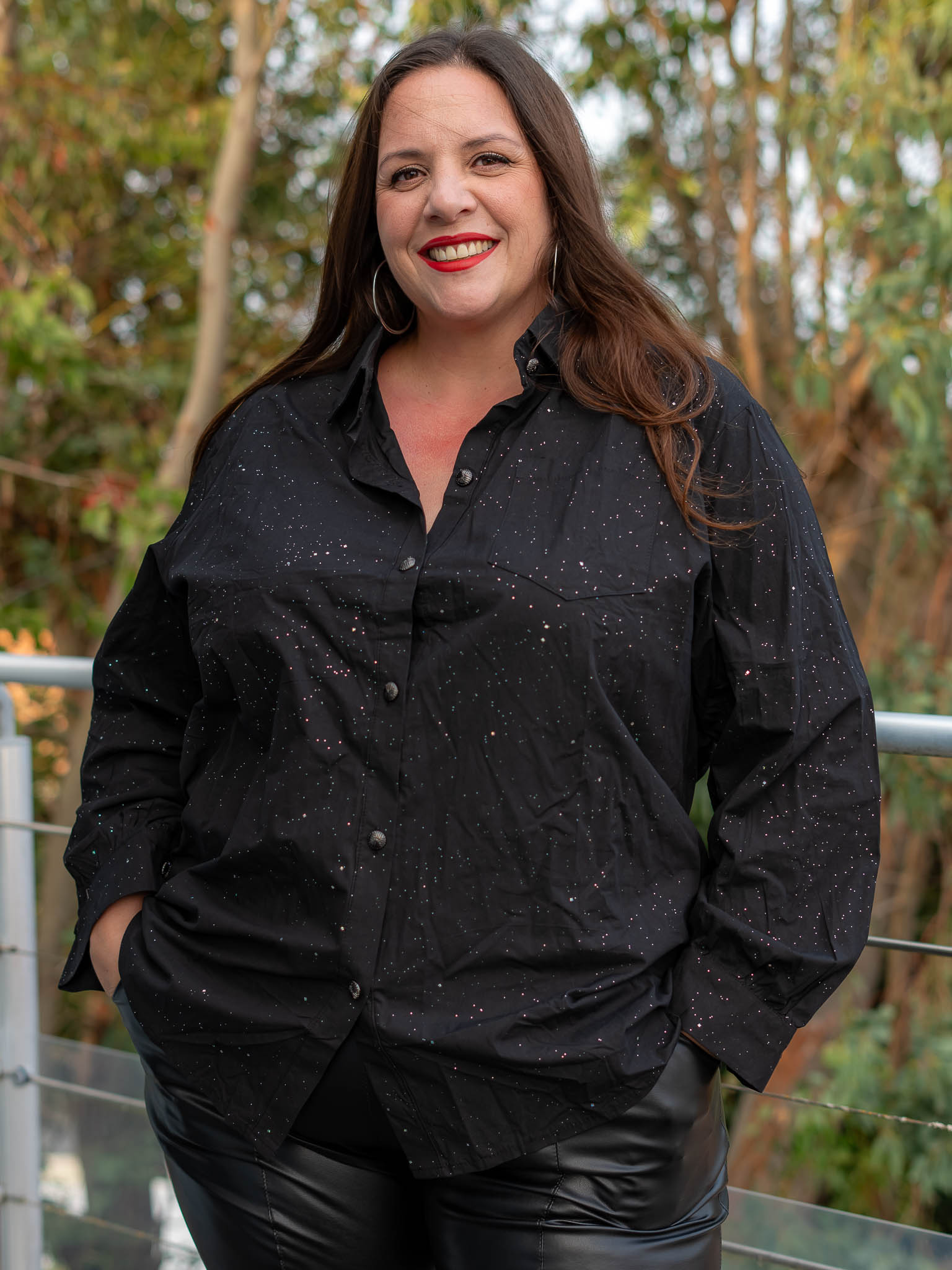 Chemise noire pailletée