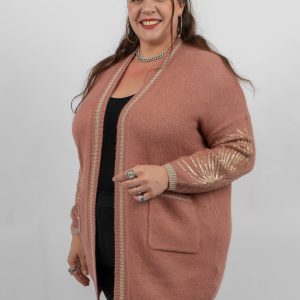 Gilet rose avec sequins aux manches