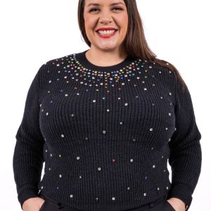 Pull à strass multicolores