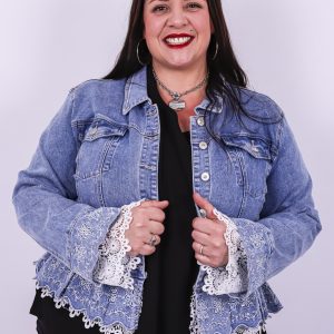 Veste en jean peplum à broderie