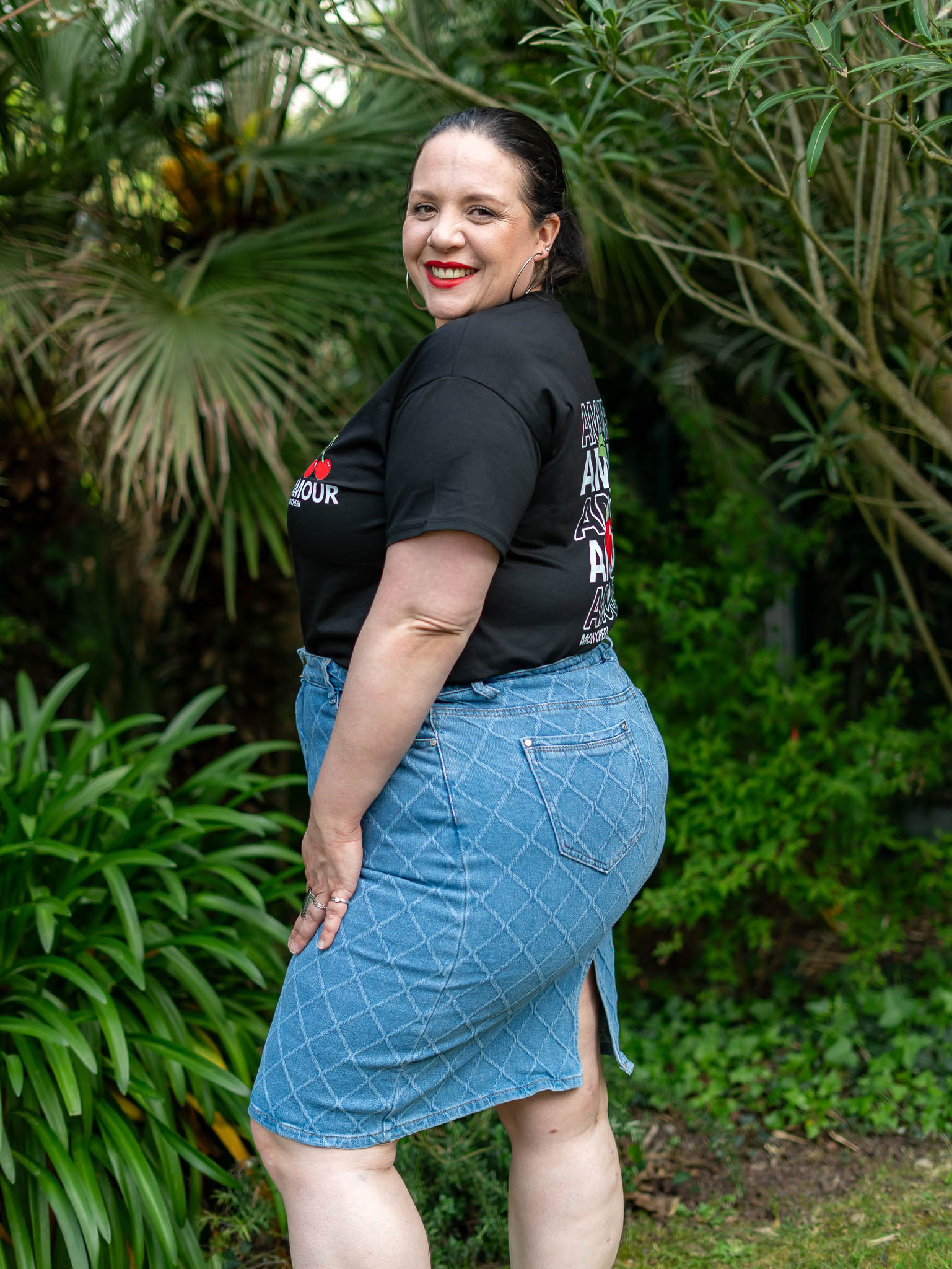 Jupe en jean motif losange – Image 2