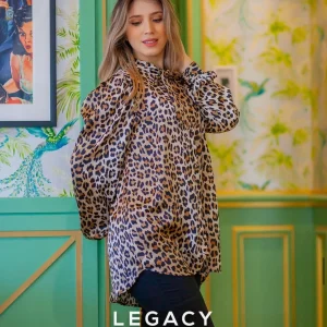 Chemise en satin à imprimé Tigré
