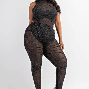 Ensemble zébré pailleté