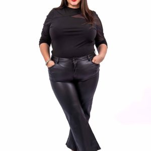 Pantalon simili cuir coupe droite