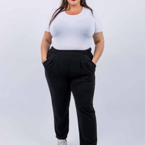 Pantalon à pinces noir grande taille