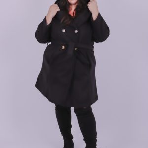 Manteau laine à capuche