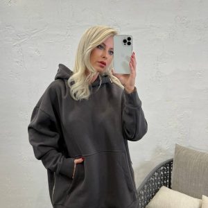 Sweat à capuche Oversize Gris