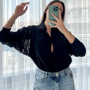 Chemise Noire avec broderie