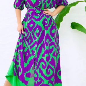 Robe longue à motifs