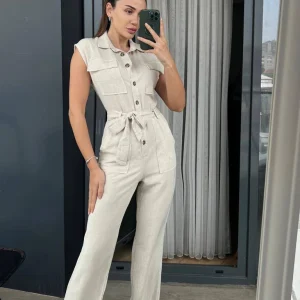 Combinaison en lin beige