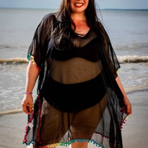 Tunique de plage à ponpons multicolores