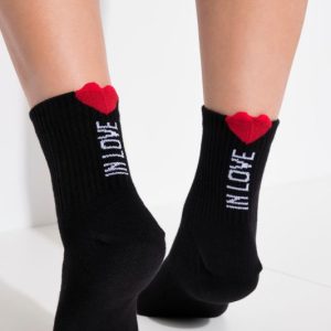 Chausettes message et coeur rouge