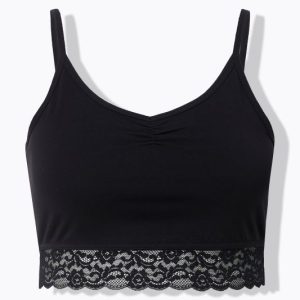 Brassière coton à bretelles ajustables et bande dentelle