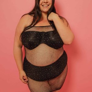 Robe résille bandeau strass