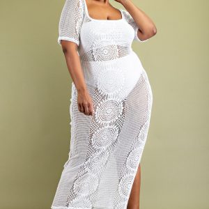 Robe de plage filet blanche