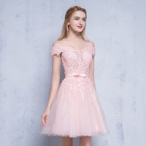 Robe Courte de Princesse Rose pour Femme