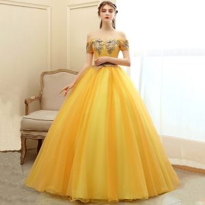 Robe de Bal Princesse Femme Dorée