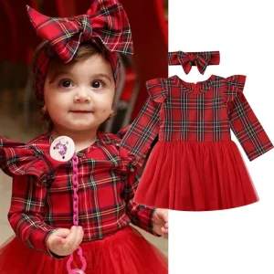 Robe de Noël pour bébé avec Serre Tête