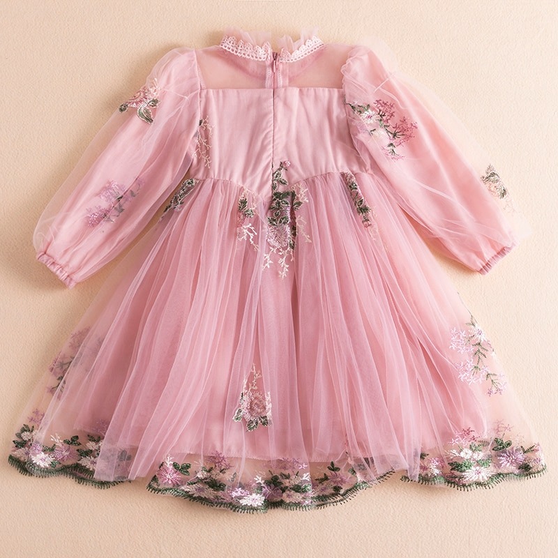 Robe de Princesse Florale Rose pour Fillette – Image 2