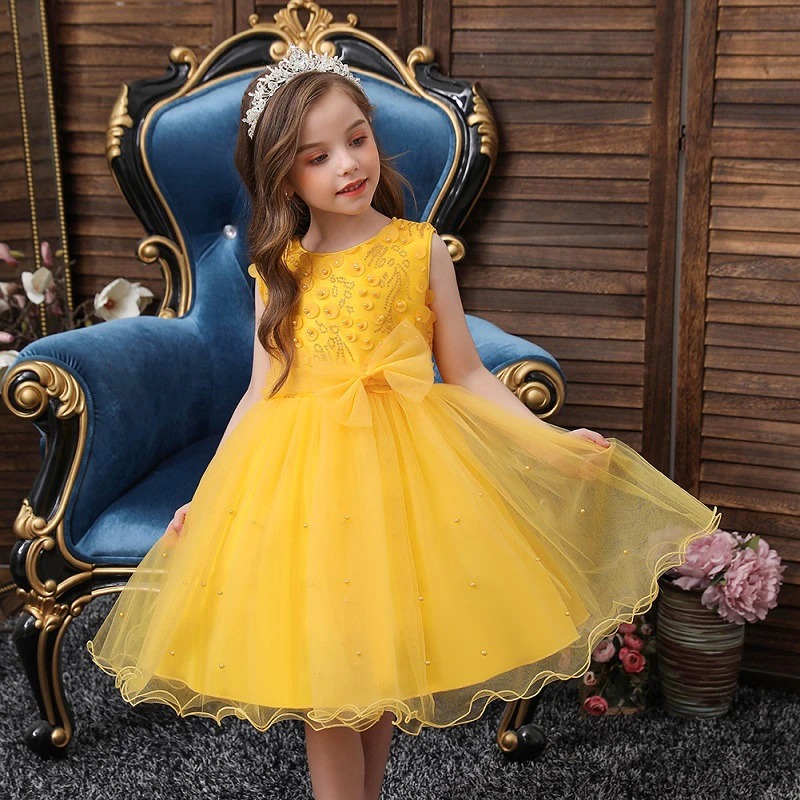 Robe de Princesse Jaune Perlée – Image 3