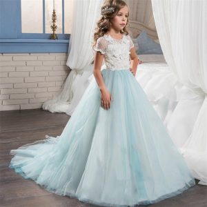 Robe de Princesse Turquoise à Dentelle