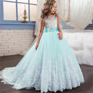 Robe de Princesse Turquoise Fillette
