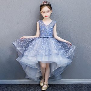 Robe Florale Princesse Bleue pour Fille