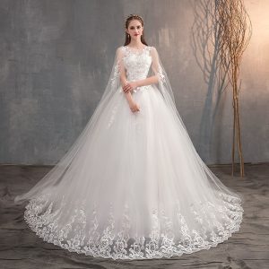 Robe Longue de Mariée Princesse avec Traîne