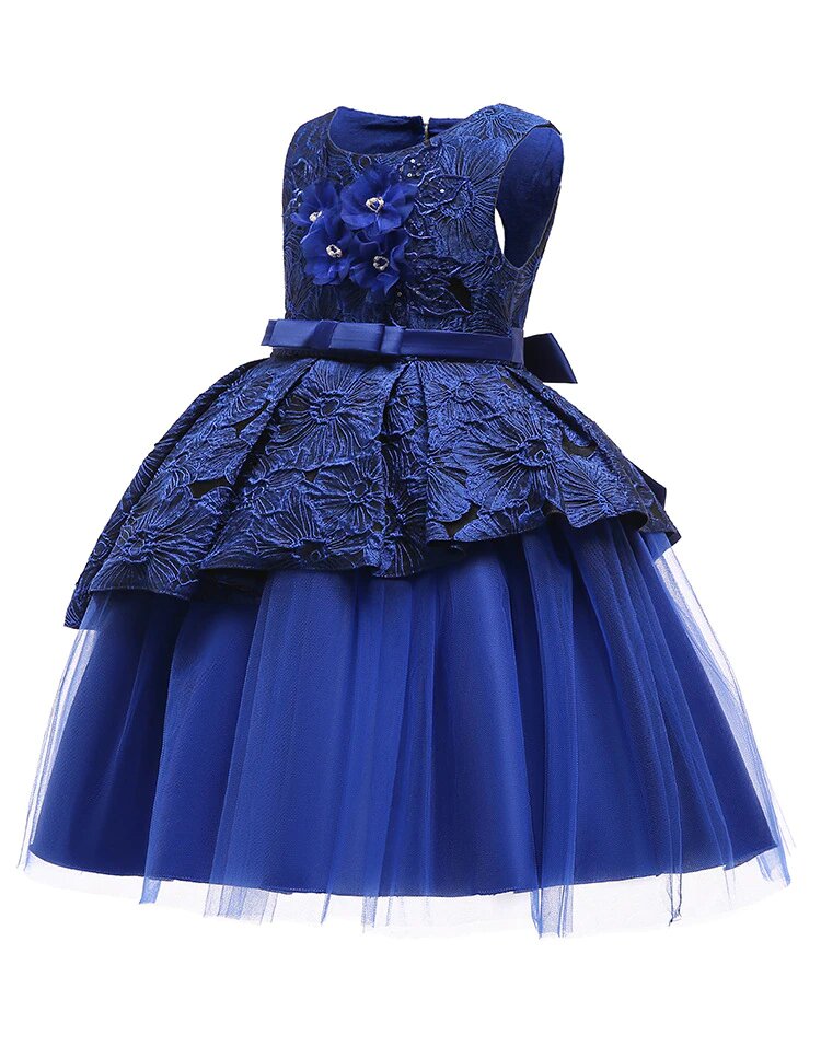 Robe Princesse à Fleurs Bleue Nuit – Image 2