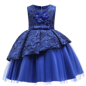 Robe Princesse à Fleurs Bleue Nuit