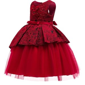 Robe Princesse à Fleurs Écarlate