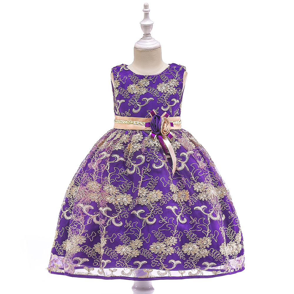 Robe Princesse à Fleurs Violette pour Fille