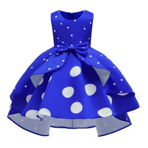 Robe Princesse à Pois Bleu et Blanche