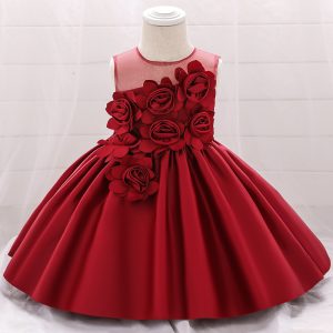 Robe Princesse Bébé Rouge à Fleurs