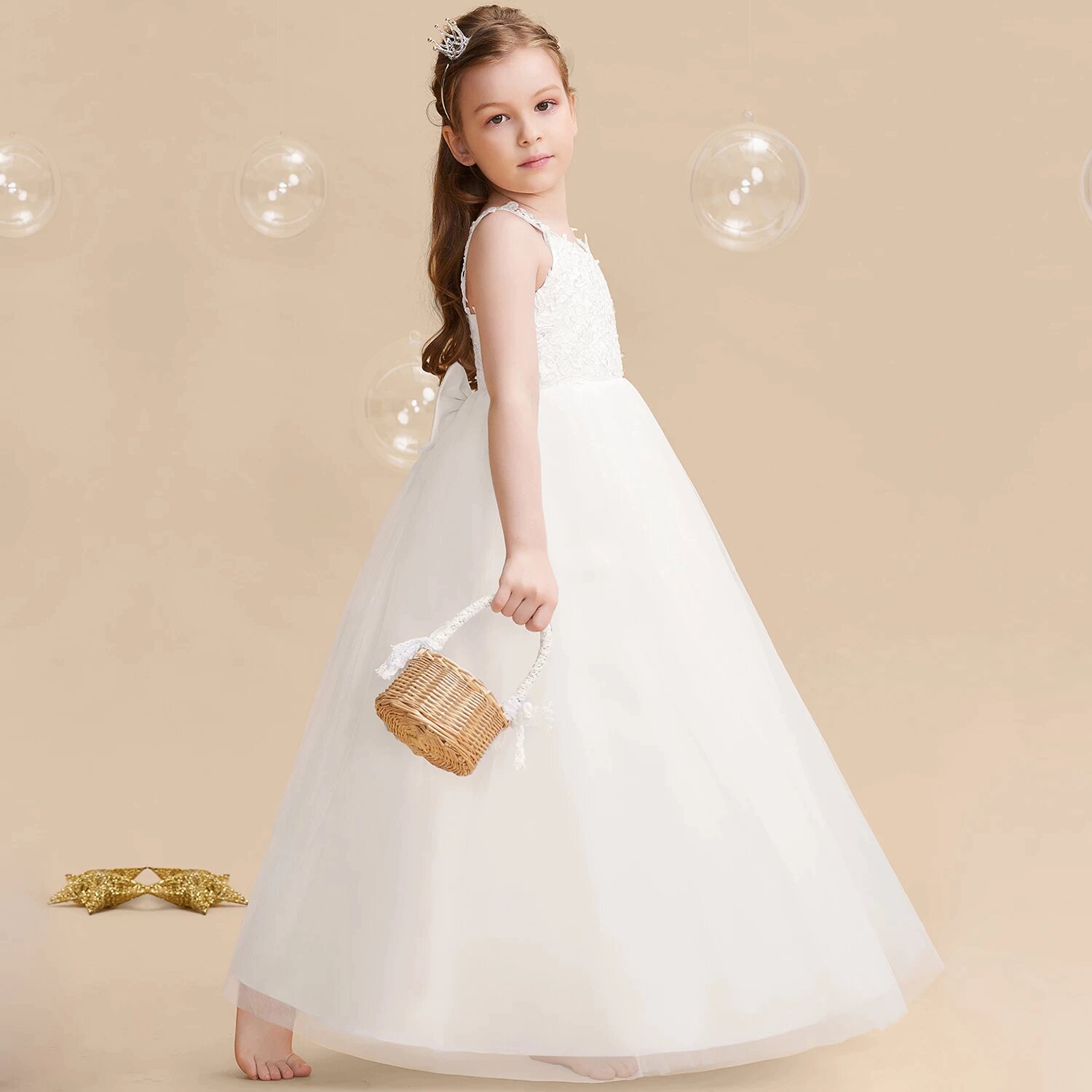 Robe Princesse de Demoiselle d’Honneur Blanche – Image 2