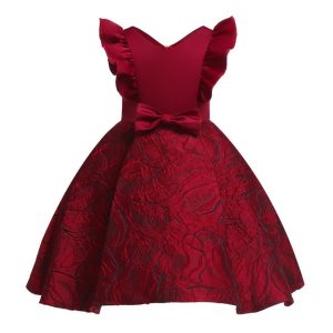 Robe Princesse Fille Vintage Bordeaux