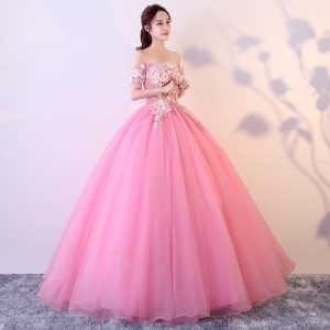 Robe Princesse Rose Col Bateau