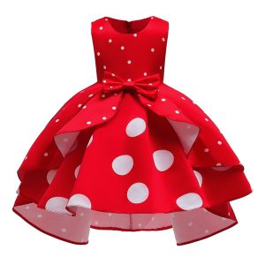 Robe Princesse Rouge à Pois pour Fille