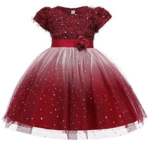 Robe Princesse Rouge Pailletée pour Fille