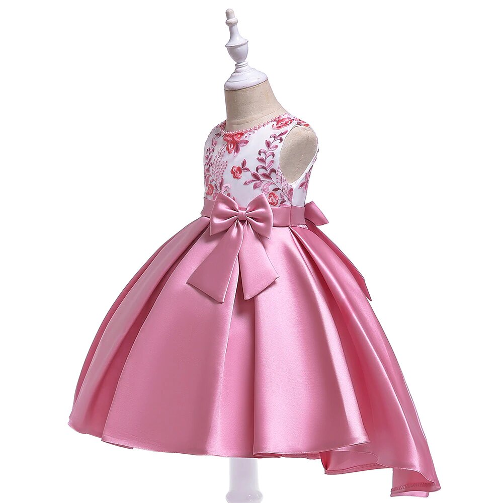 Robe Princesse Tuxedo Rose en Satin pour fille – Image 2