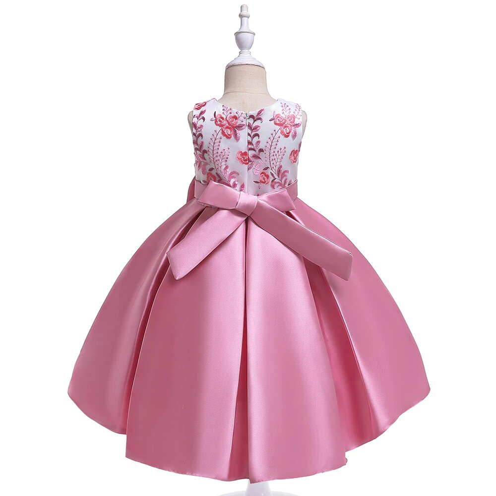 Robe Princesse Tuxedo Rose en Satin pour fille – Image 3